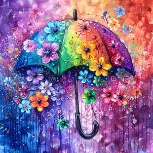 膨胀花朵雨伞效果