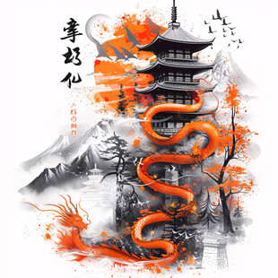 原创水墨中国风休斯顿