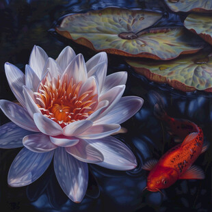 锦鲤荷花装饰画