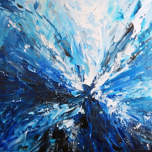 蓝白抽象画