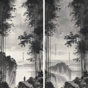 水墨竹林禅意竹林玄关