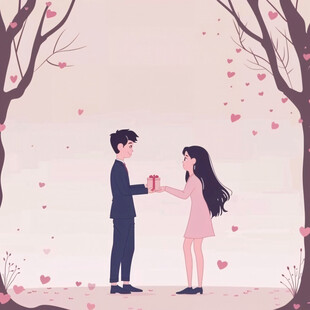 浪漫情人节海报插画