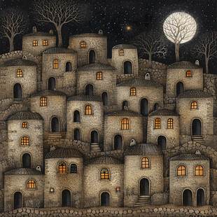 月亮大山房子月亮