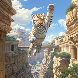 老虎插画如虎添翼插画