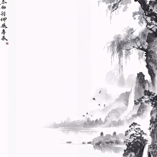 水墨山水记事本封皮