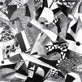 黑白点线面抽象画