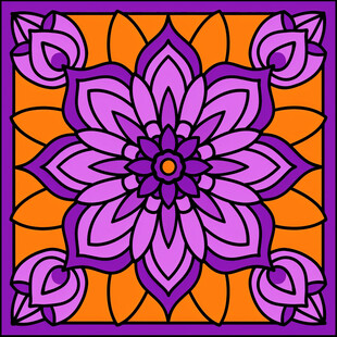 紫地黄绿色花卉纹