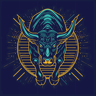 国潮元宝牛插画线稿