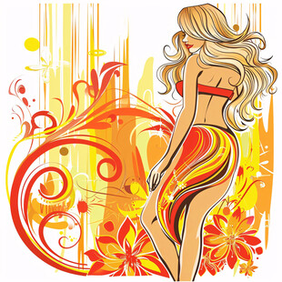 时尚插画美女装饰画