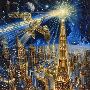 金色城市星空宇宙