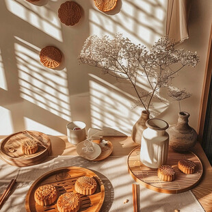 中秋月饼场景图