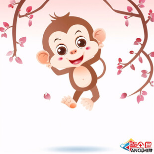 猴子抱桃
