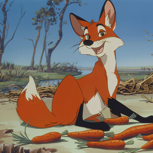 口含稻草的狐狸