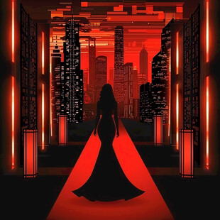 红裙子高端写字楼拼图城市