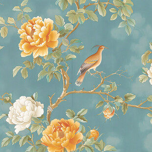 花鸟牡丹花鸟碎花