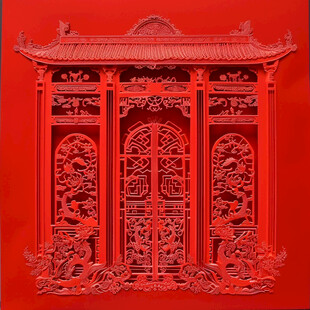 镂空雕刻大红门