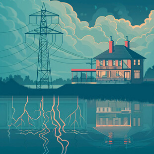 水电站插画