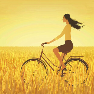 骑车的女孩插画
