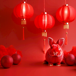 小兔子红灯笼挂件