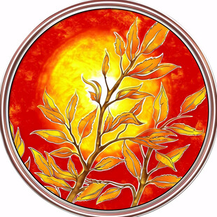 柿柿顺意圆形装饰画