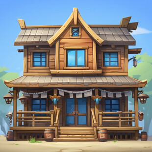 卡通木头房