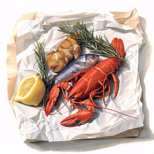 卡通小龙虾写实海鲜