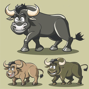 卡通牛插画牛