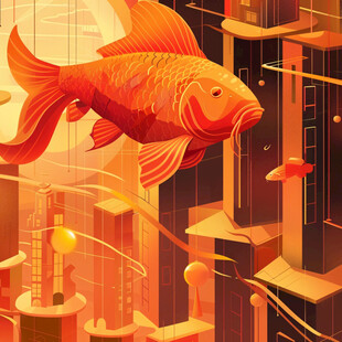 创意金鱼潮流插画