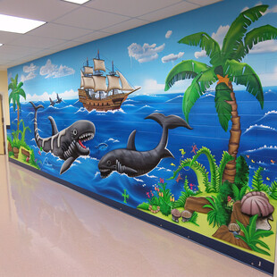 鲨鱼立体壁画