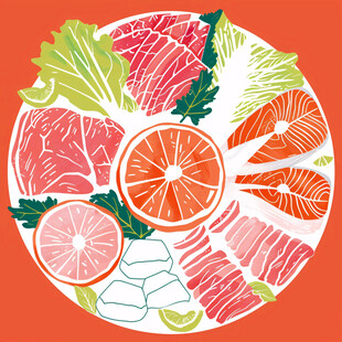 手绘三文鱼刺身