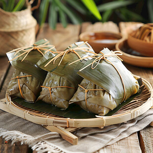 竹盘里的粽子