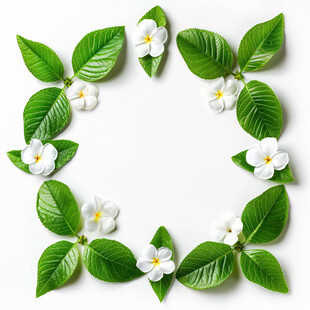 绿色叶子白色花