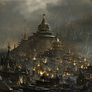 缅甸印象建筑装饰画