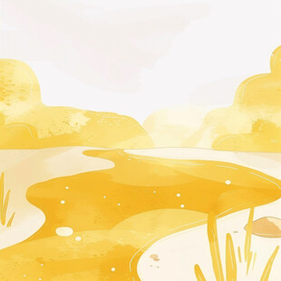 手绘秋季主题朦胧插画