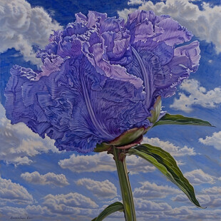 原创油画油紫色花