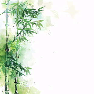 水彩风手绘竹子
