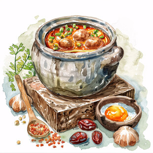 瓦罐煨汤插画