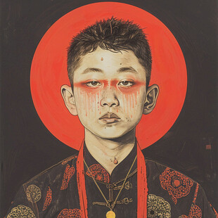 手绘国潮童子海报