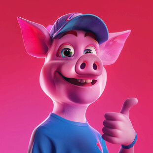 可爱猪点赞动作