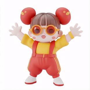 手绘国潮卡通娃娃