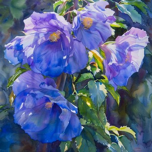 原创油画油紫色花