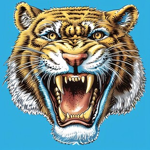 老虎插画威猛咆哮