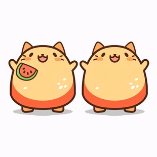 咕卡贴纸小猪猪与西瓜