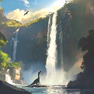 手绘恐龙场景图