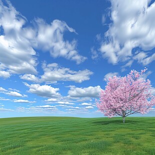 绿地里的樱花树