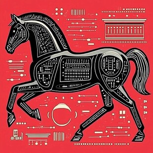 剪纸马图模板下载