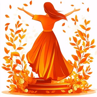 跳舞女生插画平面图