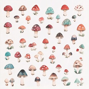蘑菇集锦插画