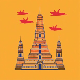 柬埔寨插画宣传背景