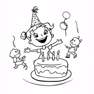 女孩生日手绘